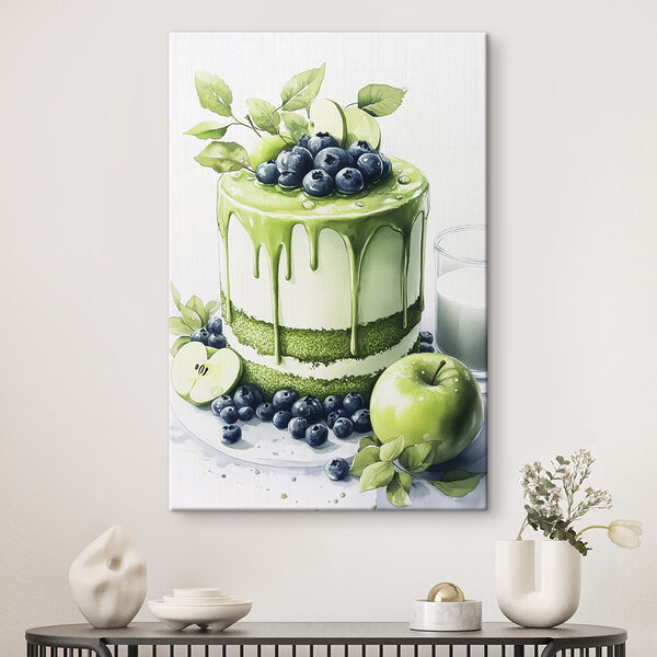 Torte mit grünem Guss und Äpfeln Wandbilder Torte mit grünem Guss und Äpfeln