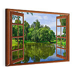 Wandbilder Blick auf einen Teich durch ein Fenster