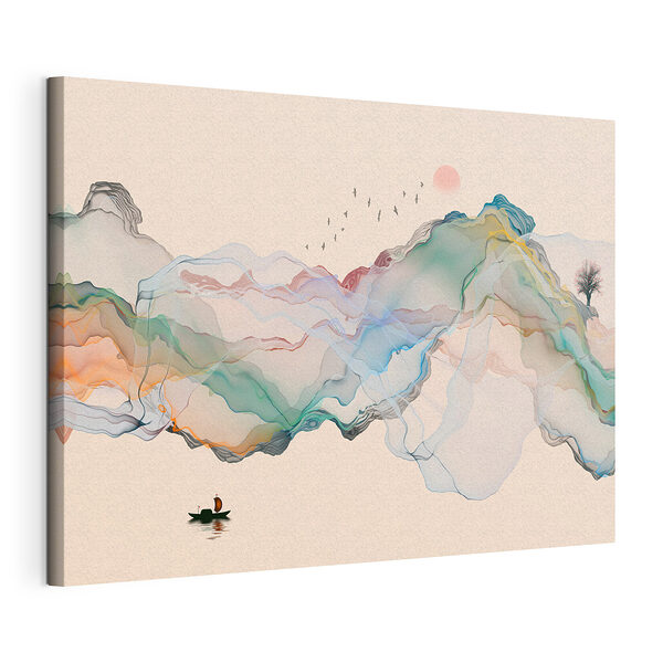 Silhouette eines Bootes mit Flaggen Wandbilder Silhouette eines Bootes mit Flaggen