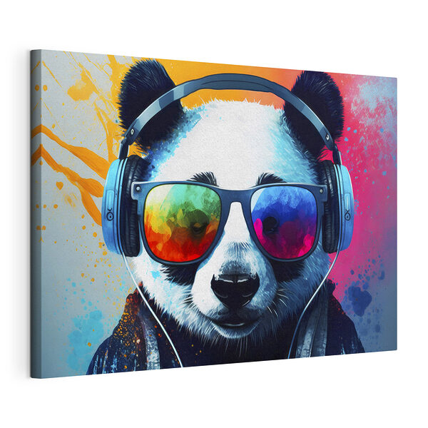 Panda mit Kopfhörern und Sonnenbrille Wandbilder Panda mit Kopfhörern und Sonnenbrille