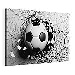 Wandbilder Fußball, der eine Wand durchbricht