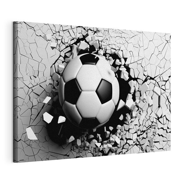 Wandbilder Fußball, der eine Wand durchbricht