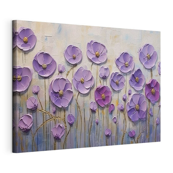 Wandbilder Gemälde von lila Blumen