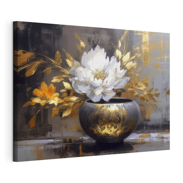 Elegante Blüten in verschnörkelter Vase