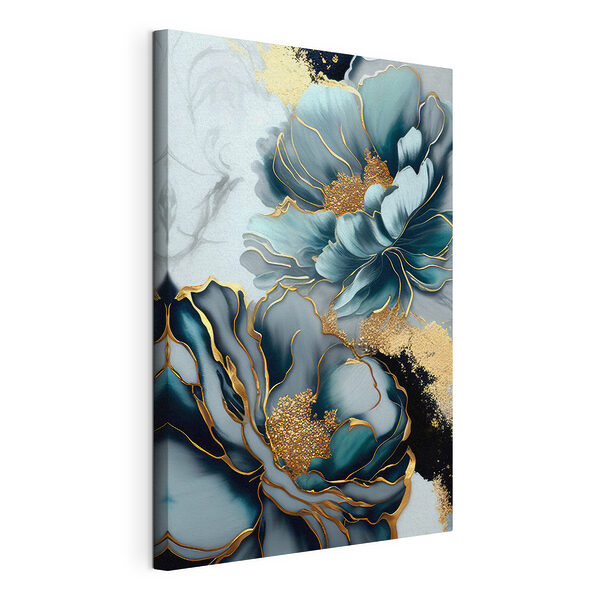 Elegantes florales Kunstwerk mit metallischen Akzenten Wandbilder Elegantes florales Kunstwerk mit metallischen Akzenten