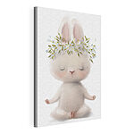 Wandbilder Meditierender Hase mit Blumenkranz
