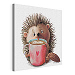 Wandbilder Igel genießt Kaffee mit Keksen