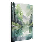 Wandbilder Aquarell eines von Bäumen und Bergen umgebenen Sees