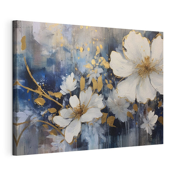 Wandbilder Florale Eleganz in Blau und Weiß