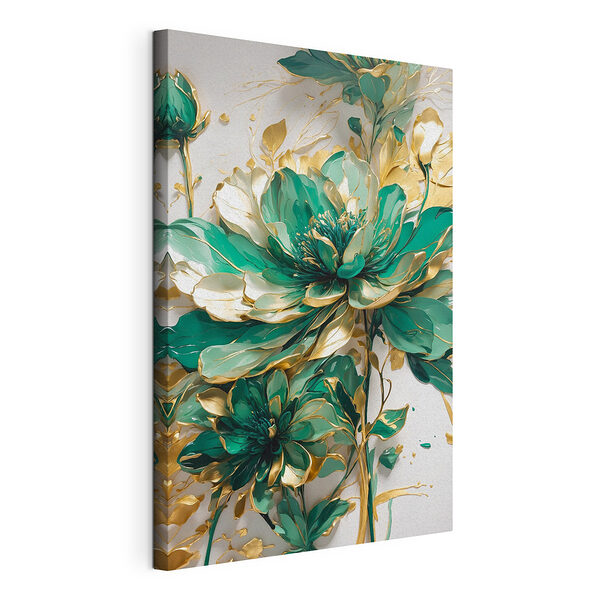 Wandbilder Smaragdgrüne Blumen mit eleganten Akzenten