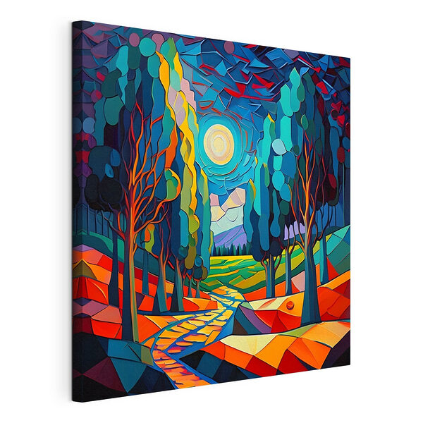 Wandbilder Bunte Landschaft mit Bäumen und einem Weg