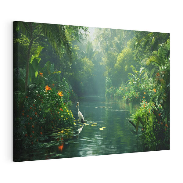 Wandbilder Gelassener Dschungelfluss mit Reiher (Artikelnummer: s38091) Wandbilder Wandbilder Gelassener Dschungelfluss mit Reiher (Artikelnummer: s38091)