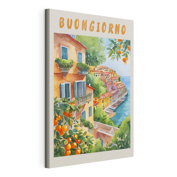 Dorf am Meer mit Orangenbäumen Wandbilder Dorf am Meer mit Orangenbäumen