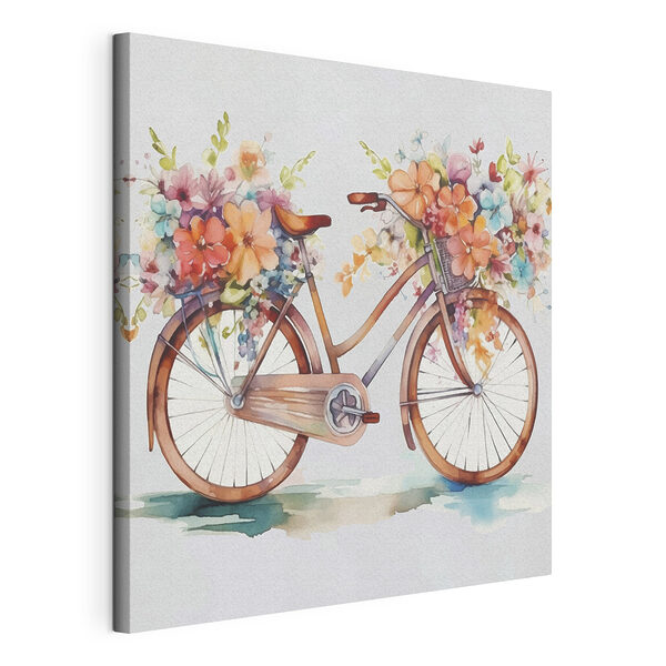 Das Fahrrad ist mit bunten Blumen geschmückt Wandbilder Das Fahrrad ist mit bunten Blumen geschmückt