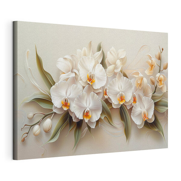 Wandbilder Orchideen in eleganter elfenbeinfarbener Blüte