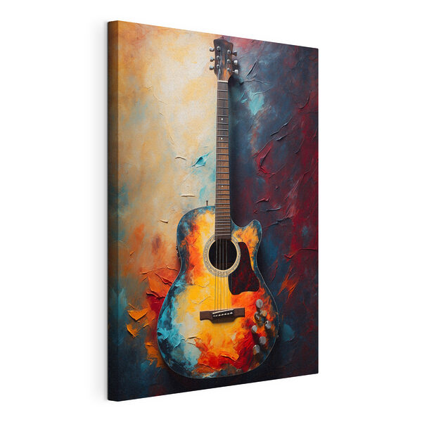 Lebendige Gitarre vor abstraktem Hintergrund Wandbilder Lebendige Gitarre vor abstraktem Hintergrund