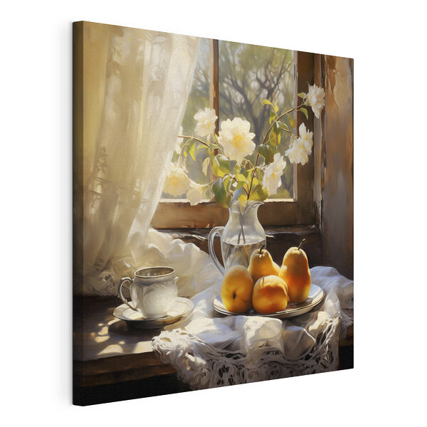 Wandbilder Gemütlicher Morgen mit Blumen und Obst