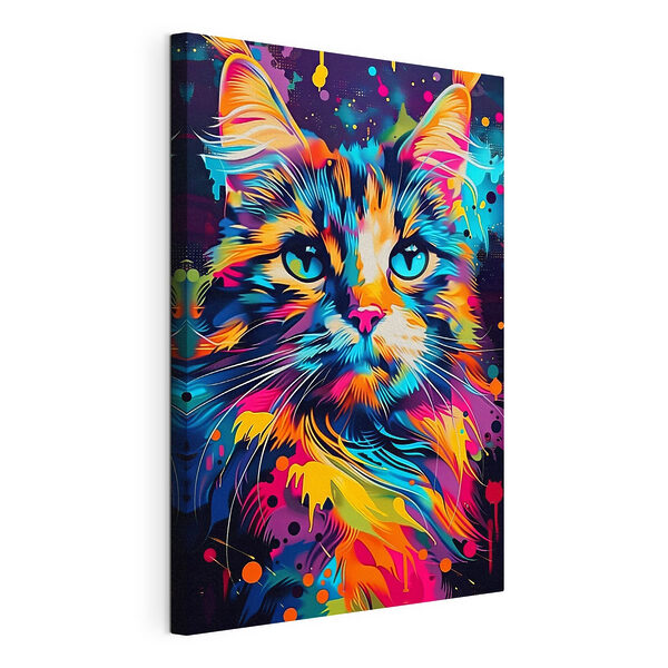 Wandbilder Bunte Katze mit blauen Augen