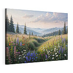 Wandbilder Feld mit Blumen und Bäumen