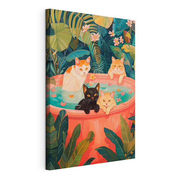 Wandbilder Katzen in einer Wanne mit Wasser