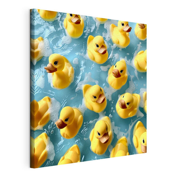 Wandbilder Gruppe von gelben Gummienten in einem Pool