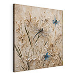 Wandbilder Libellen und Blumen an einer Wand