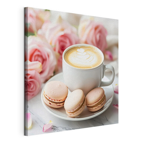 Wandbilder Tasse Kaffee und Kekse auf einem Teller