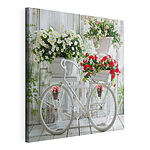 Wandbilder Fahrrad mit Blumen in Körben