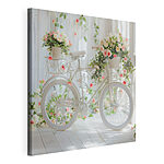 Wandbilder Weißes Fahrrad mit Blumen darauf