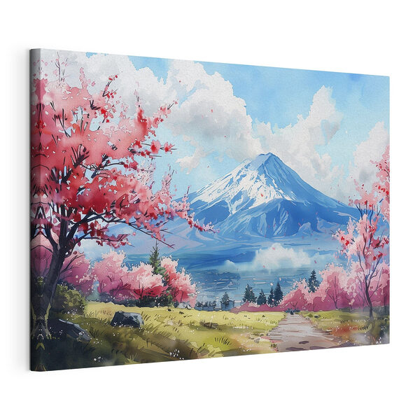 Wandbilder Berg mit rosa Blumen