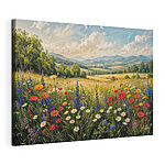 Wandbilder Blumenfeld mit Bergen im Hintergrund