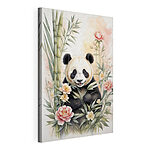 Wandbilder Pandabär mit Blumen und Bambus