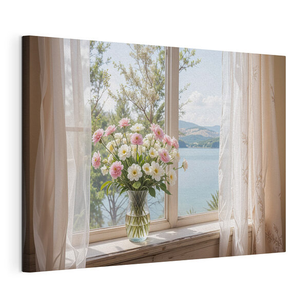 Vase mit Blumen vor einem Fenster Wandbilder Vase mit Blumen vor einem Fenster