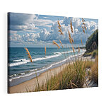 Wandbilder Strand mit hohem Gras und Wasser