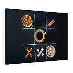 Wandbilder Tic-Tac-Toe-Spiel mit Kaffee und Marshmallows