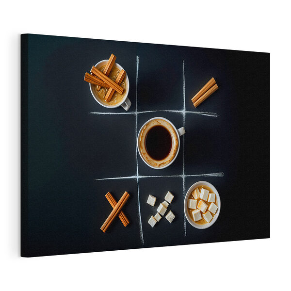 Tic-Tac-Toe-Spiel mit Kaffee und Marshmallows Wandbilder Tic-Tac-Toe-Spiel mit Kaffee und Marshmallows