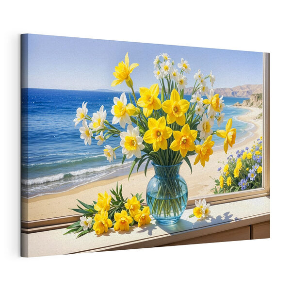 Wandbilder Vase mit gelben und weißen Blumen auf einer Fensterbank (Artikelnummer: s40171) Wandbilder Wandbilder Vase mit gelben und weißen Blumen auf einer Fensterbank (Artikelnummer: s40171)