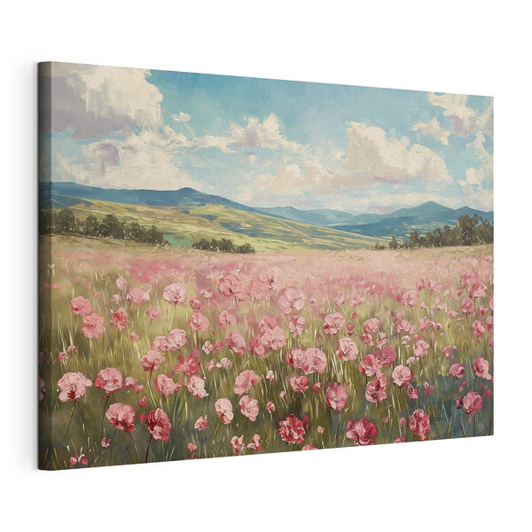 Wandbilder Feld mit rosa Blumen
