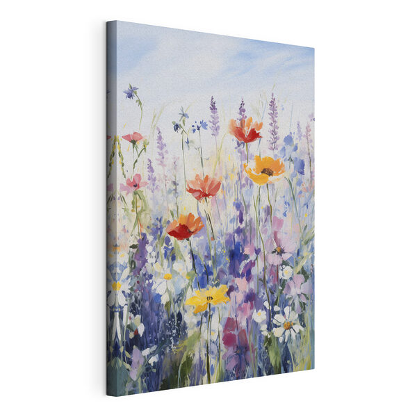 Wandbilder Gemälde von Blumen auf einem Feld
