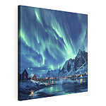 Wandbilder Aurora borealis über einem verschneiten Berg