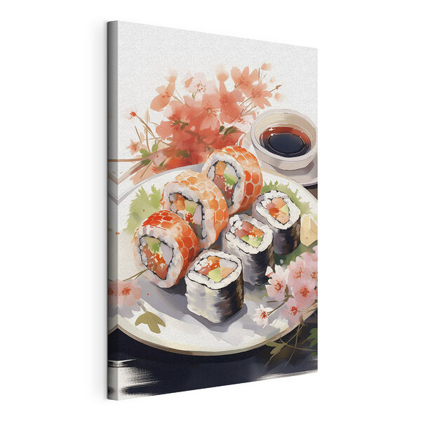 Wandbilder Teller mit Sushi und Soße