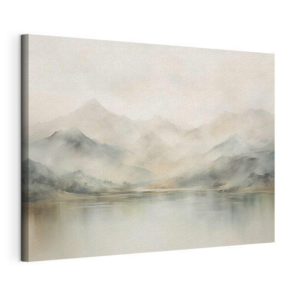 Aquarell eines Sees mit Bergen in der Ferne Wandbilder Aquarell eines Sees mit Bergen in der Ferne