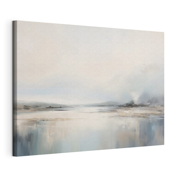 Gemälde einer Landschaft mit einer Wasserfläche und Nebel Wandbilder Gemälde einer Landschaft mit einer Wasserfläche und Nebel