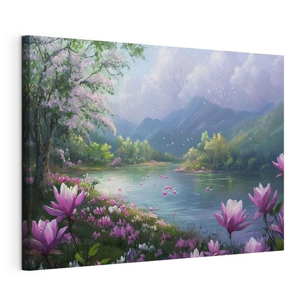 Wandbilder Fluss mit Blumen und Bergen im Hintergrund (Artikelnummer: s41629) Wandbilder Wandbilder Fluss mit Blumen und Bergen im Hintergrund (Artikelnummer: s41629)