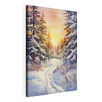 Wandbilder Aquarellmalerei eines verschneiten Waldes