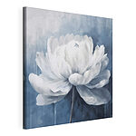 Wandbilder Weiße Blume auf blauem Hintergrund