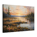 Wandbilder Landschaft eines Sees mit Sonnenuntergang