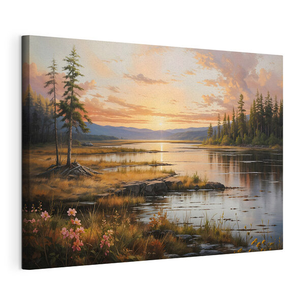 Wandbilder Landschaft eines Sees mit Sonnenuntergang