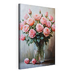 Wandbilder Gemälde von rosa Rosen in einer Vase