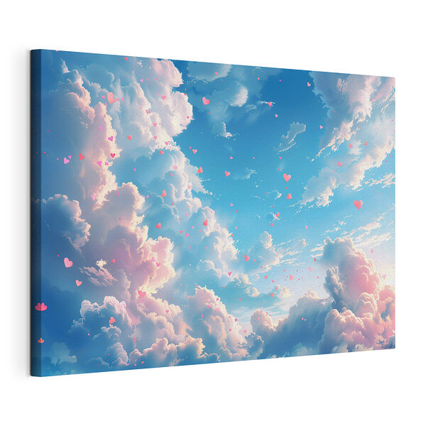 Blauer Himmel mit Wolken und rosa Herzen Wandbilder Blauer Himmel mit Wolken und rosa Herzen